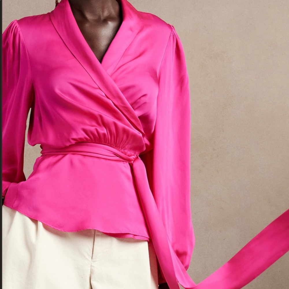 Gorgeous bright peony blouse from Banana Republic